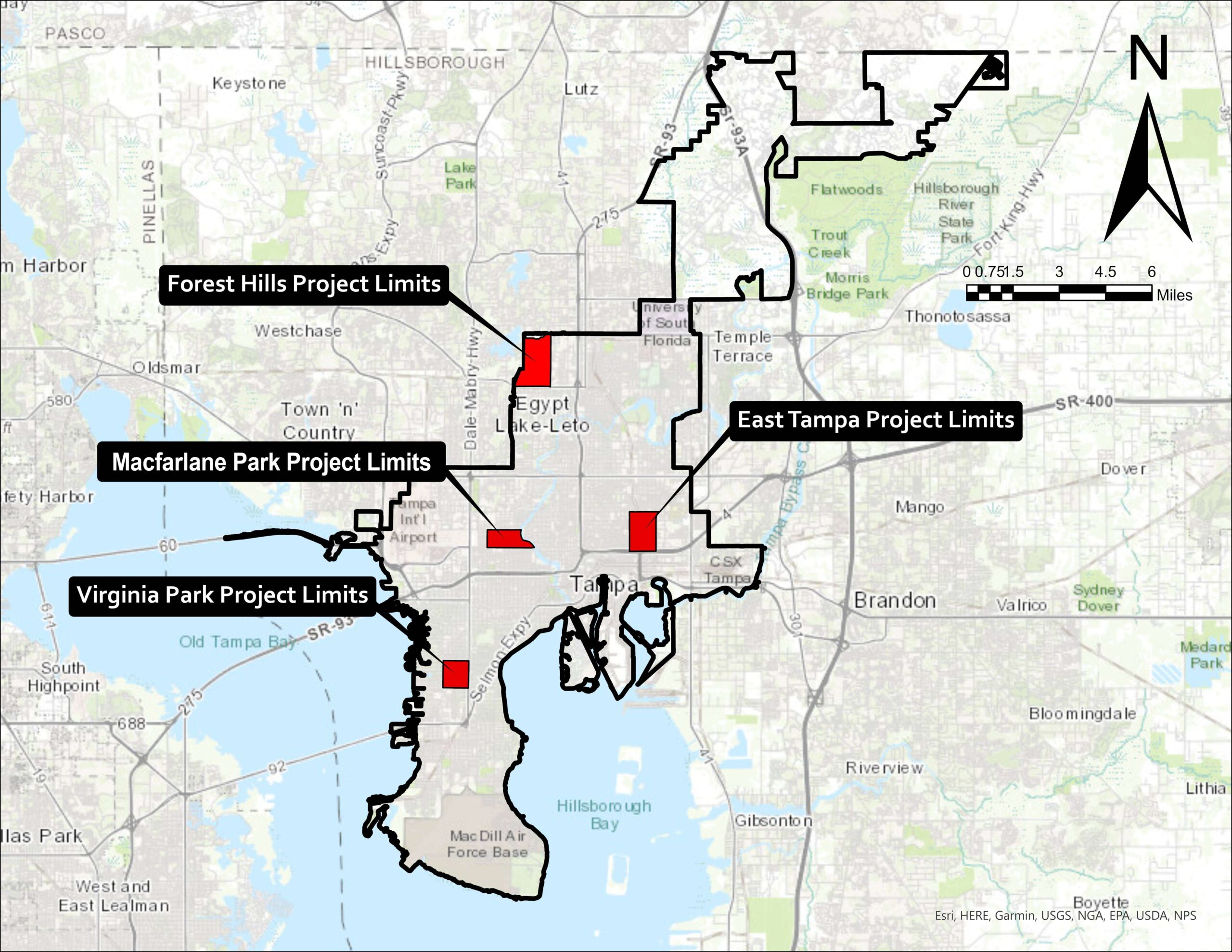 Map of the Foundation for Tampa's Neighborhood Project Areas
