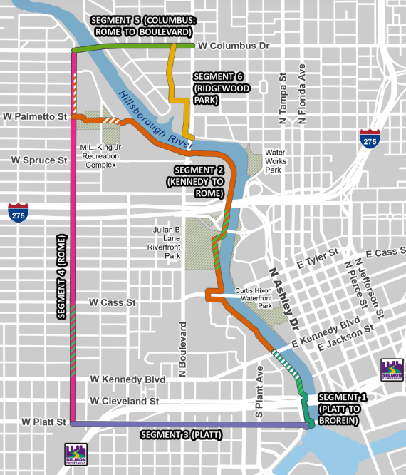 West Riverwak Update Map showing various segments