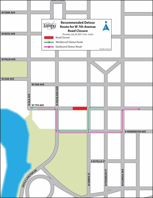 Temporary Road Closure on W 7th Avenue to begin July 29, 2021 for Building Maintenance