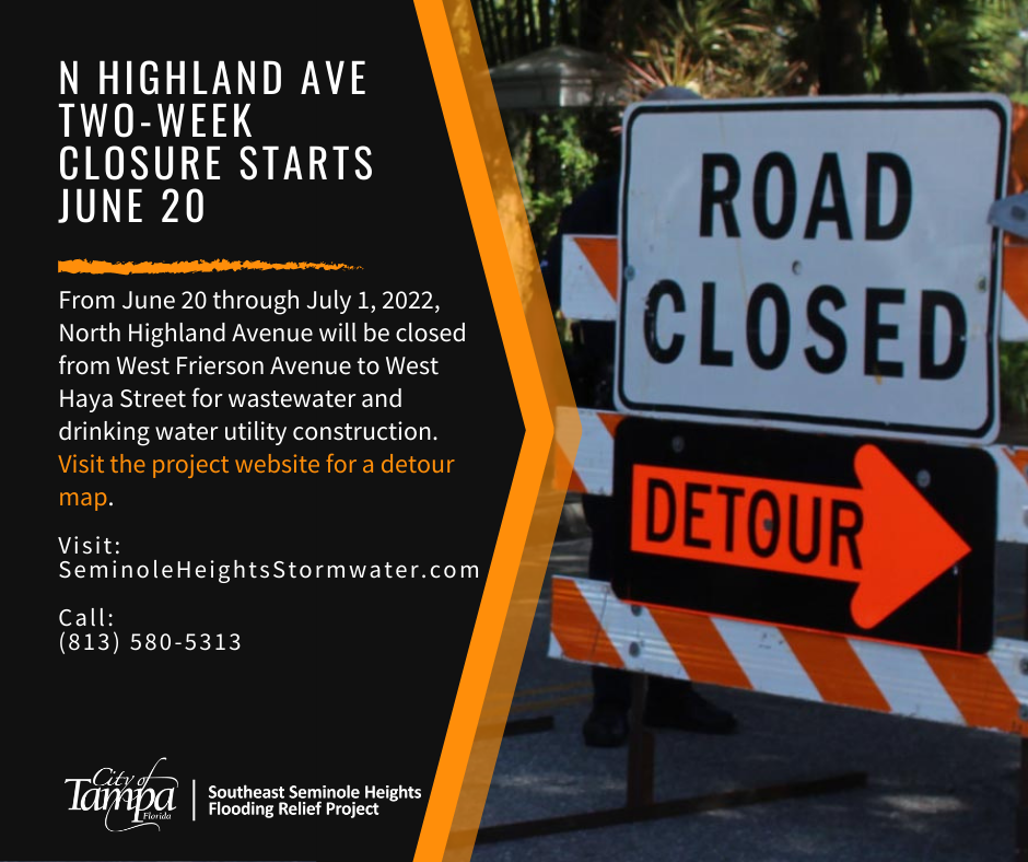 North Highland Avenue Temporarily Closed Beginning June 20