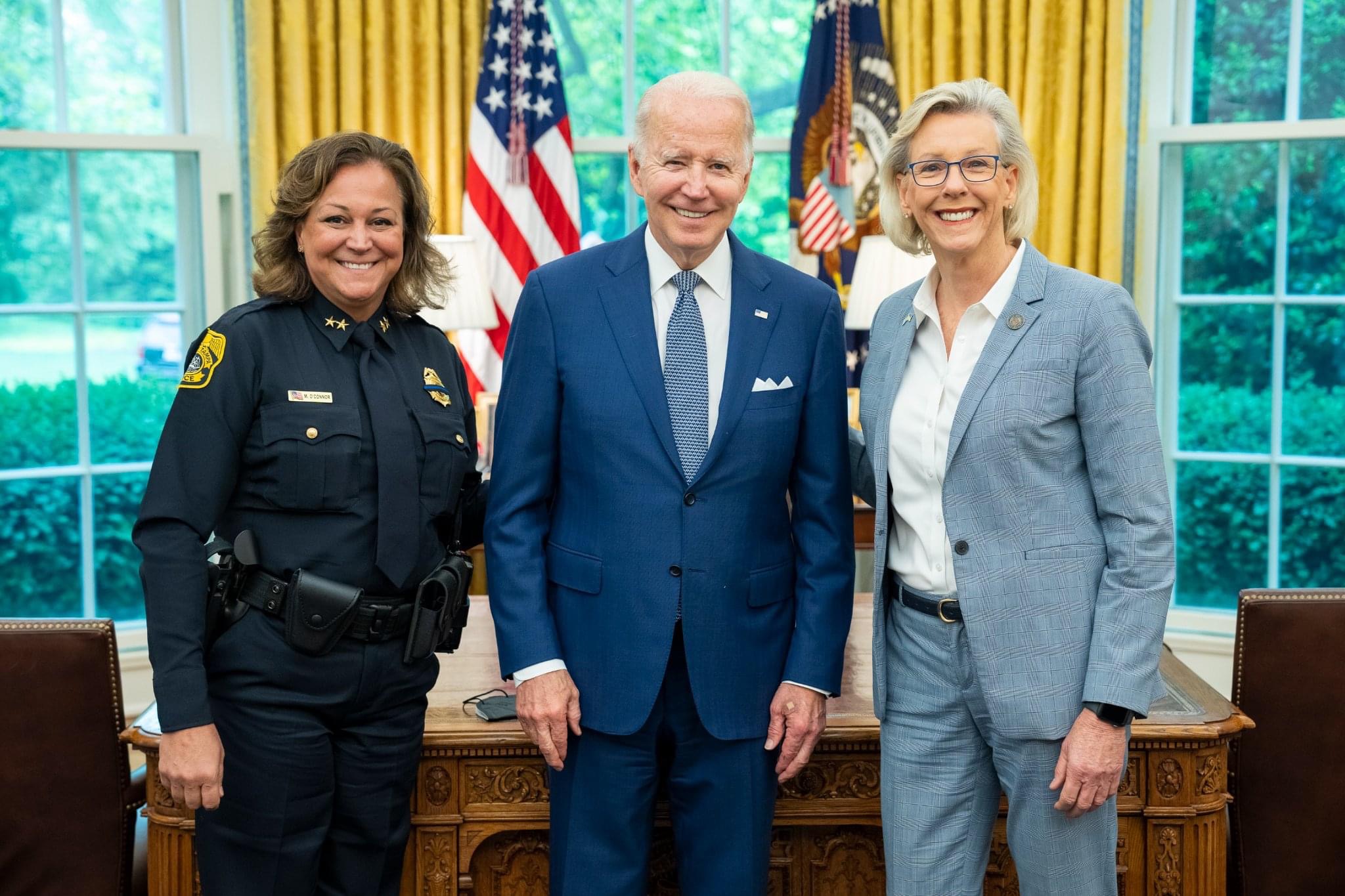Mayor Jane Castor and Tampa Police Chief Mary O'Connor met with President Joe Biden