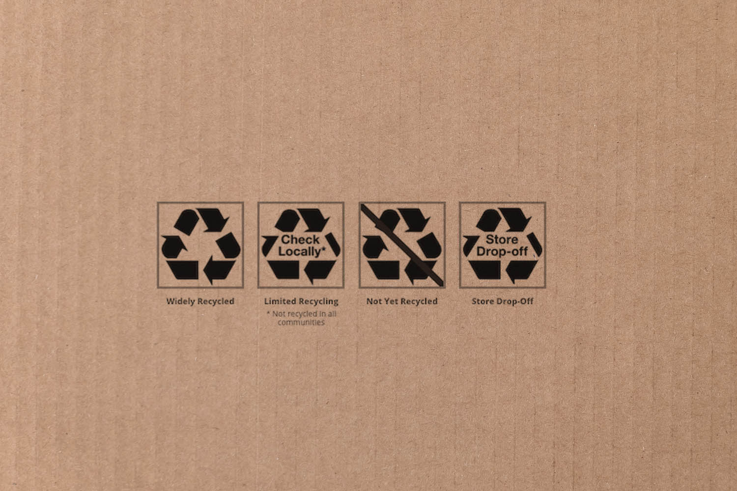Recycling symbols on cardboard