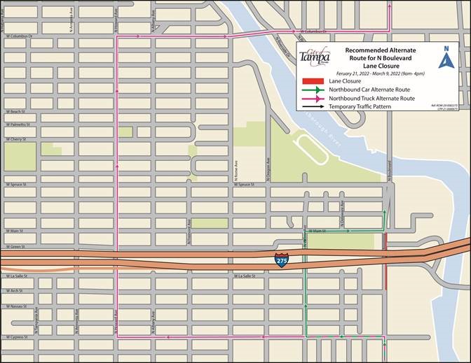 Temporary Lane Closure on N Boulevard to begin February 21, 2022 for Utility Construction