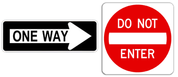 One Way and Do Not Enter signs