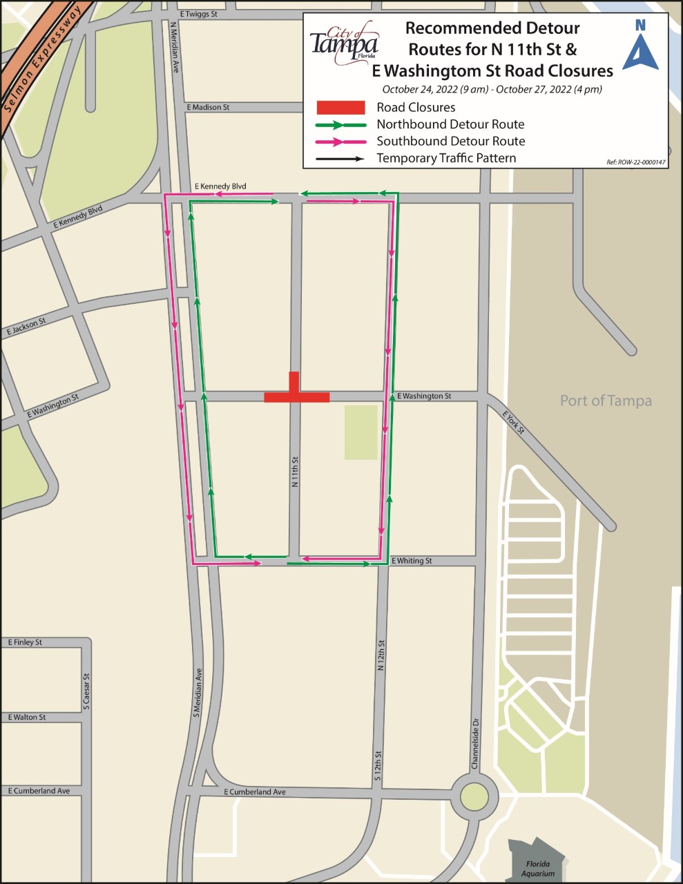 Temporary Road Closures N 11th St & E Washington St to begin October 24