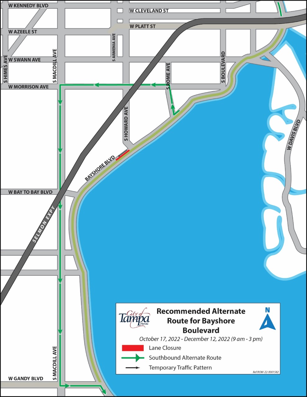 Temporary Lane Closure Bayshore Blvd to begin October 17, 2022 for