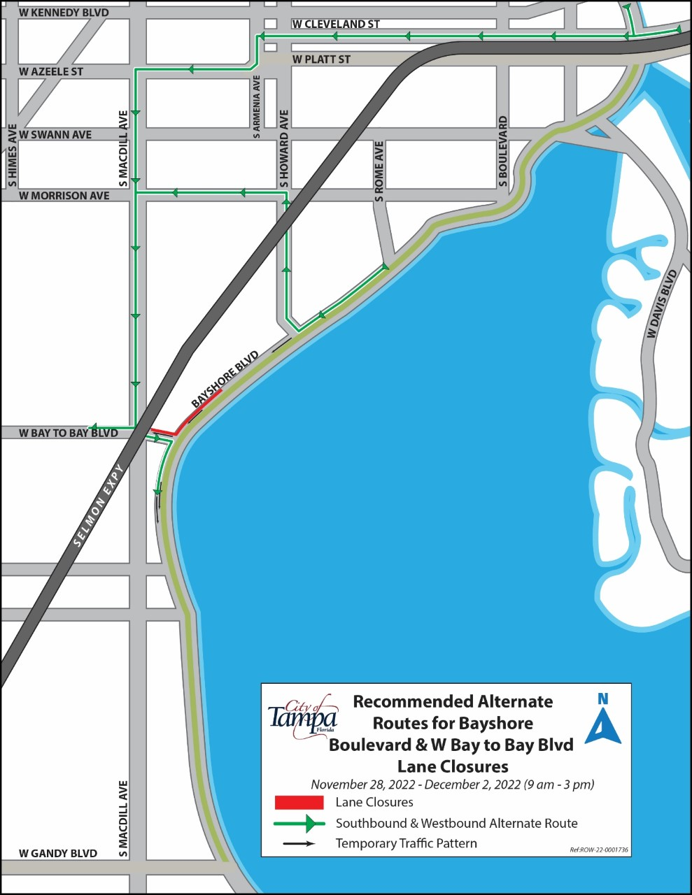 Temporary Lane Closure W Bay to Bay Blvd & Bayshore Blvd to begin