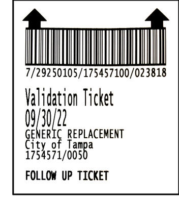 Special Event Parking Validation Ticket
