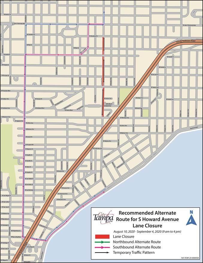  Temporary Lane Closures on S Howard Avenue to begin August 10, 2020 for Utility Construction