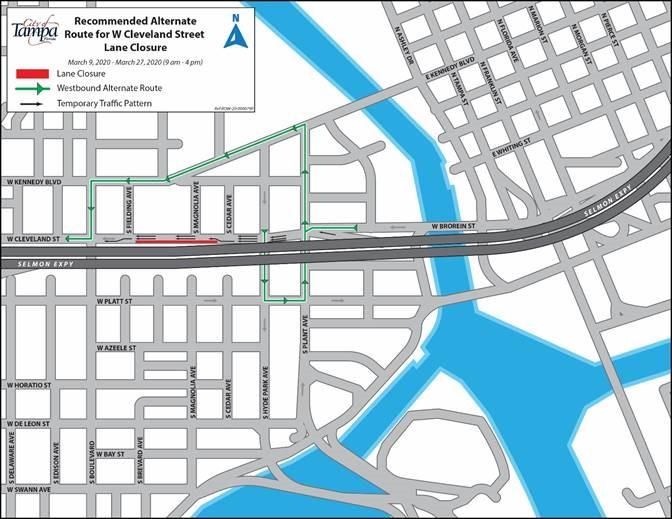 Traffic Advisory: Temporary Lane Closure W Cleveland Street to begin March 9, 2020 for Utility Construction, to be released today, March 5, 2020