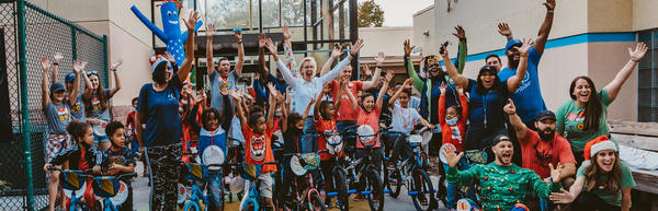 Mayor with Children on Bikes