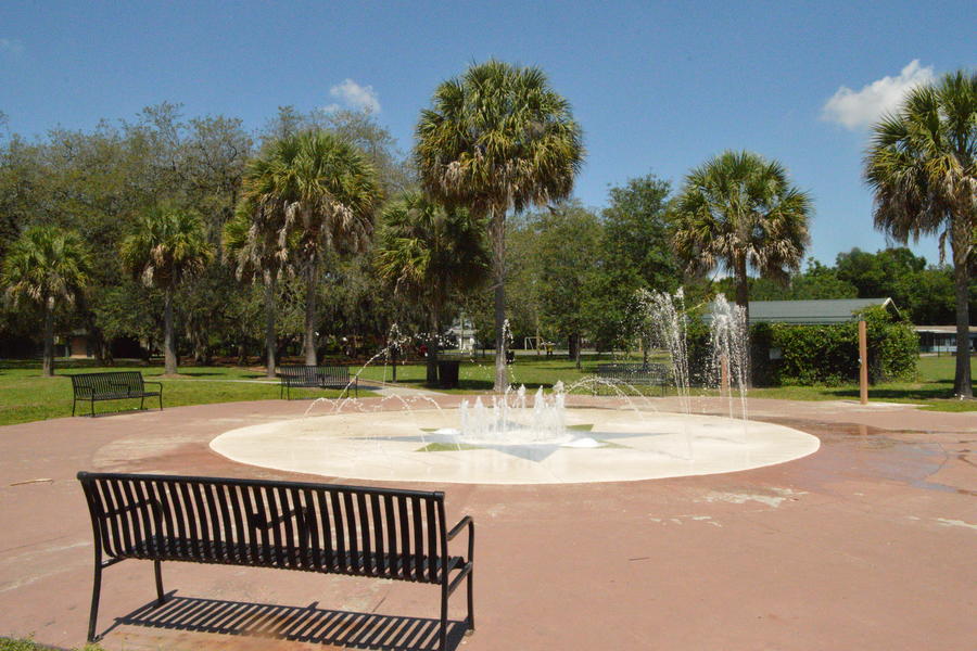 View of Giddens Park splash pad
