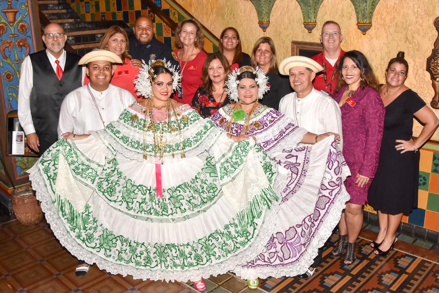 Hispanic dancer's posing with the Hispanic Heritage Committee