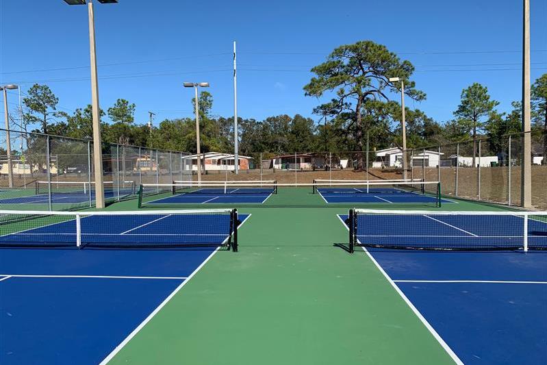 View of pickleball courts