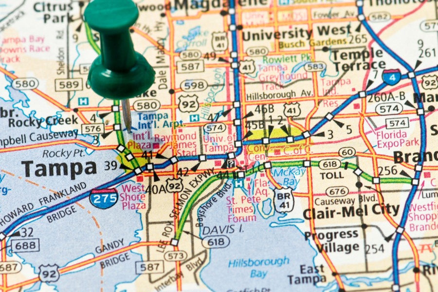 Map of Tampa.