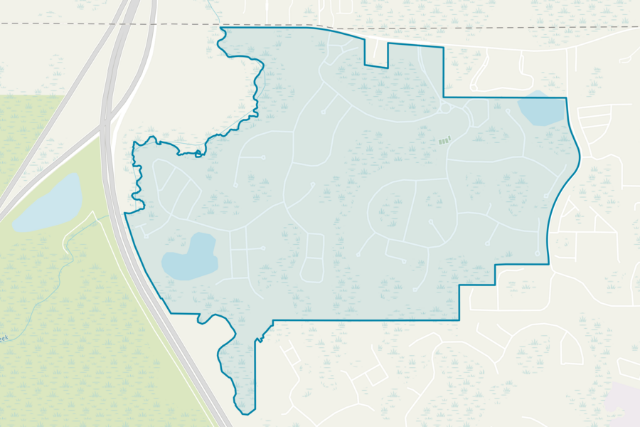 Map showing the boundary of Grand Hampton community.