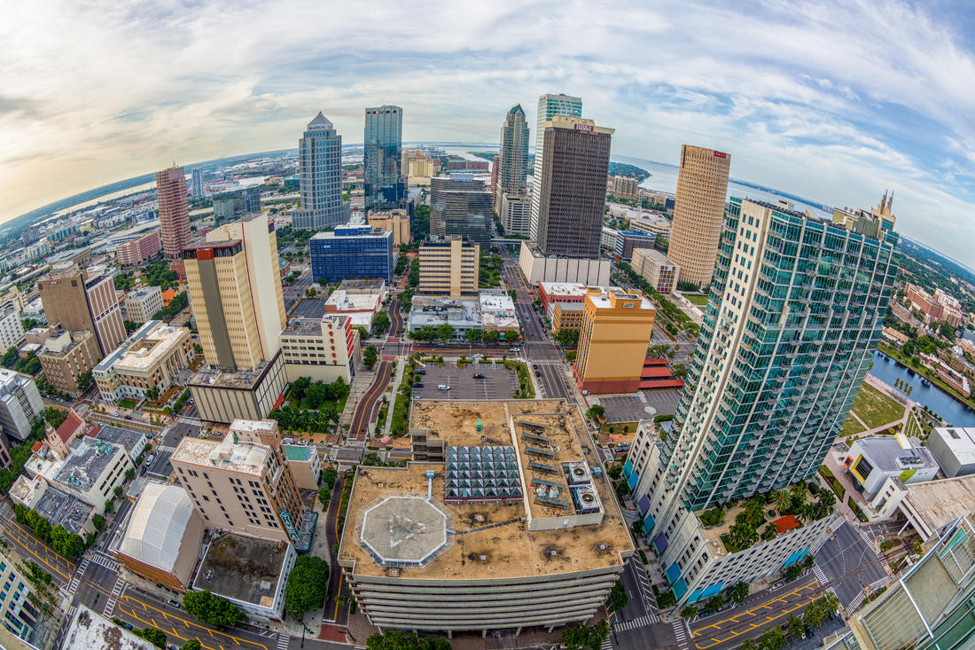 Drone Shot over downtown tampa