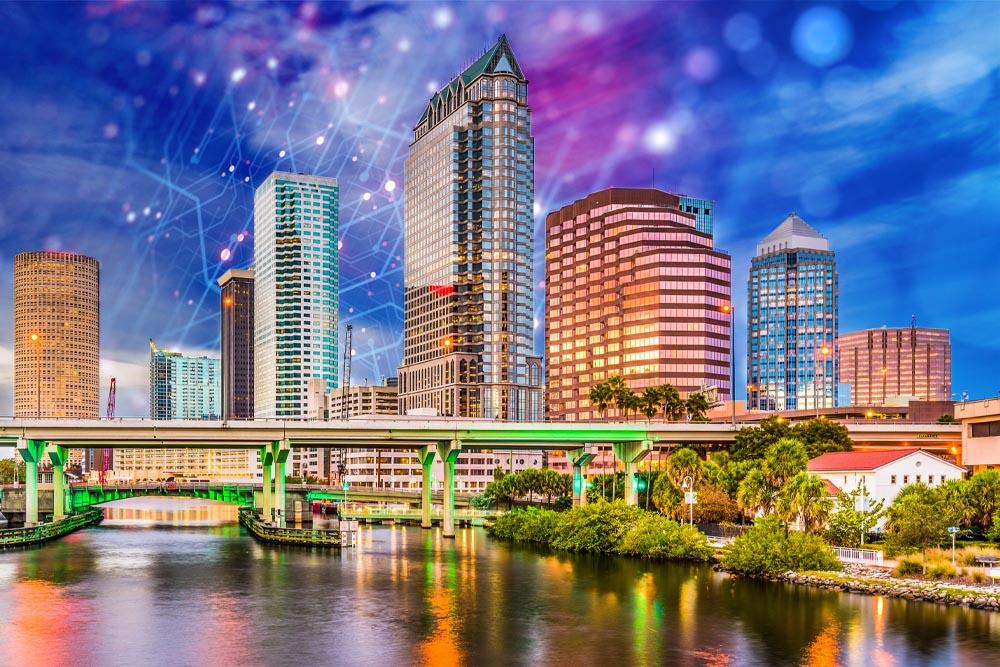 Downtown tampa with circuitry