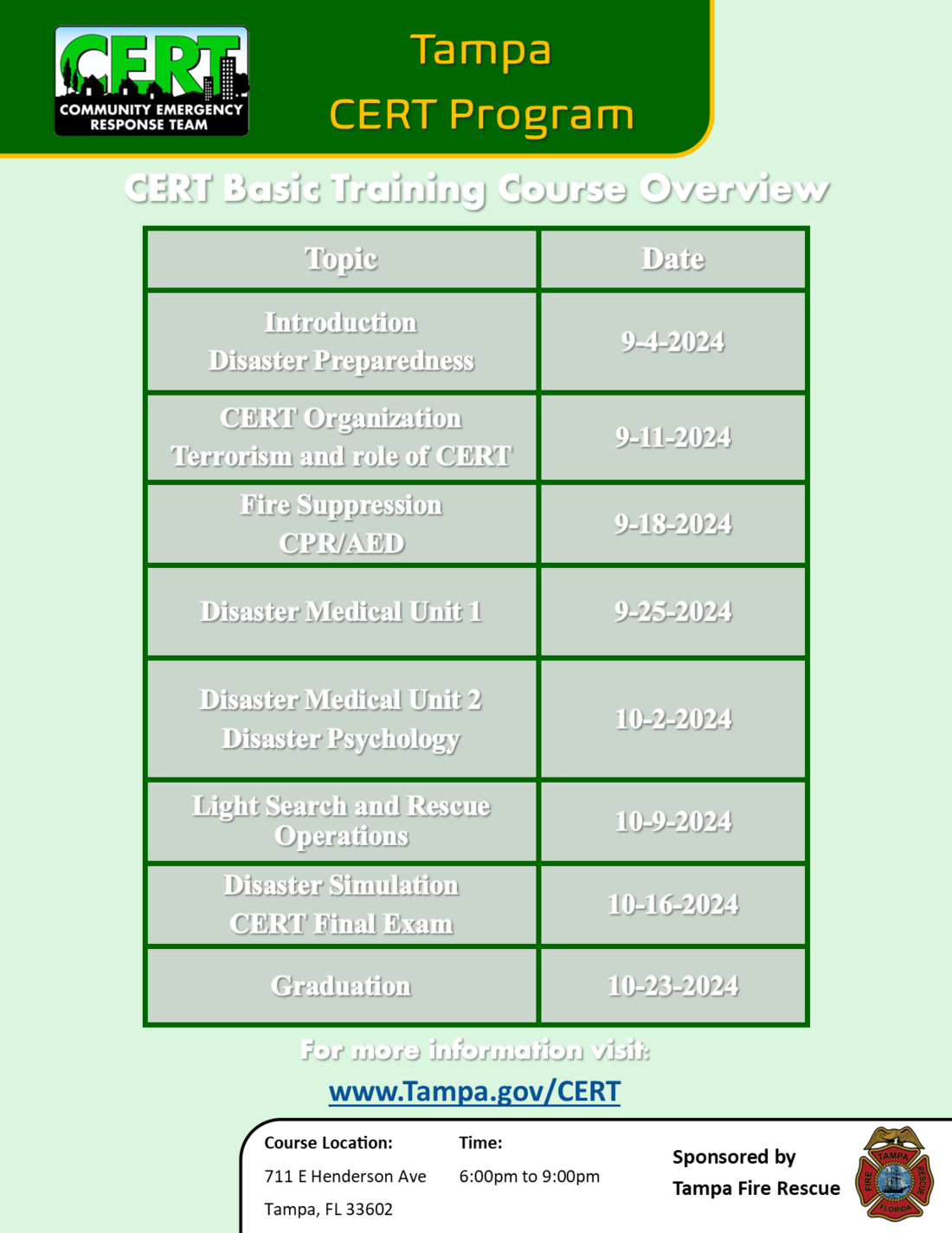 Tampa CERT | City of Tampa