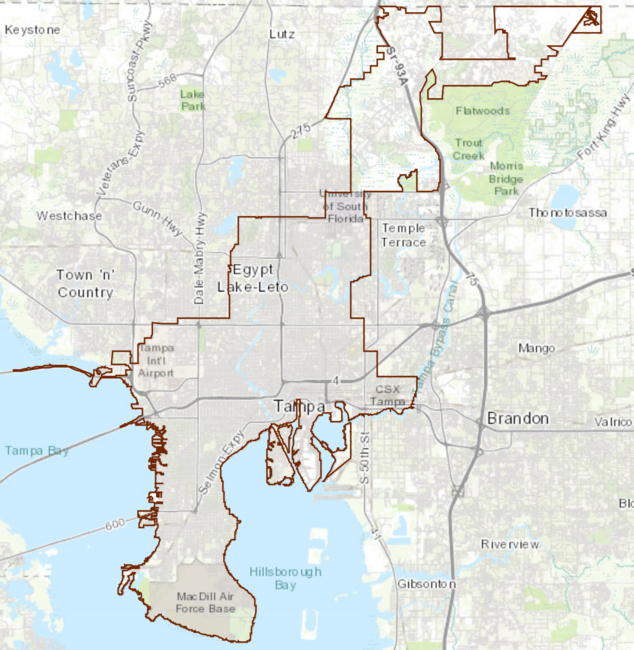 Map of City of Tampa limits