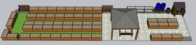 Aerial rendering of the Parking Community Garden