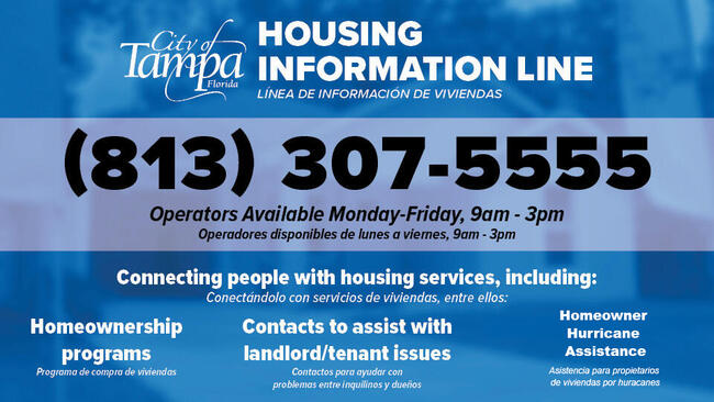 Housing Information Line contact number, services include homeownership programs and tenant assistance.