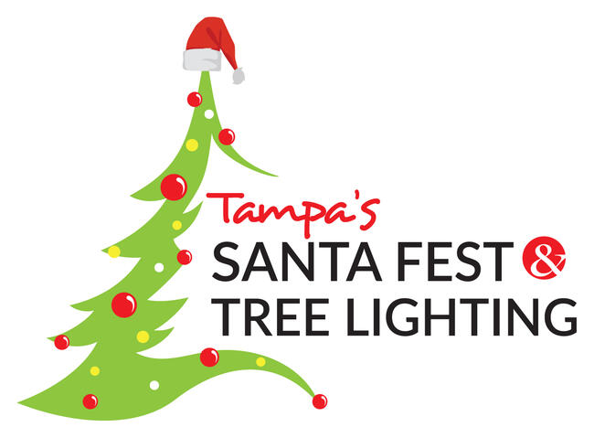 Tampa's Santa Fest &amp; Tree Lighting logo with tree and Santa hat.