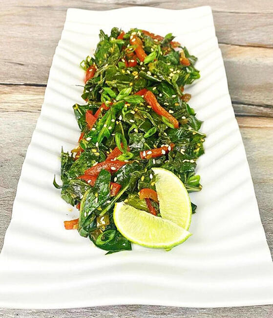 Caribbean Stir-Fry collard Green Salad