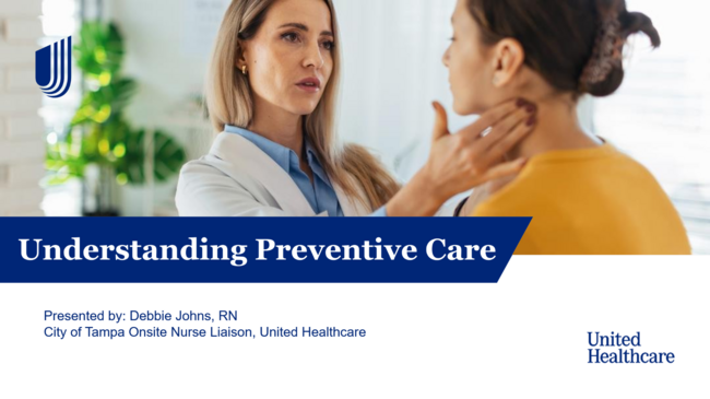 Healthcare professional examining a patient's neck; text "Understanding Preventive Care."