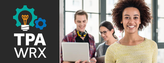 TPA WRX logo and diverse interns smiling in an office setting.