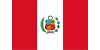 Peru's national flag with red, white stripes and coat of arms.