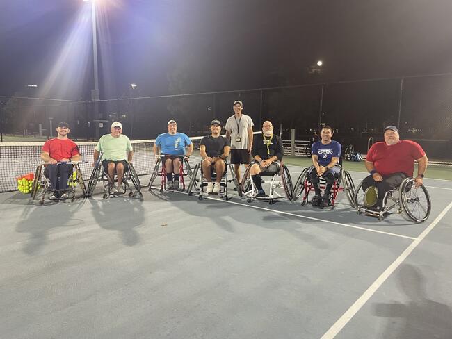 Group shot at wheelchair tennis clinic