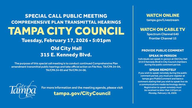 Special Call City Council meeting, February 17, 2026, at Old City Hall, 5:01 PM.