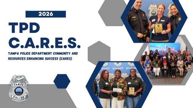 2026 TPD C.A.R.E.S. graphic with police badge and group photos.