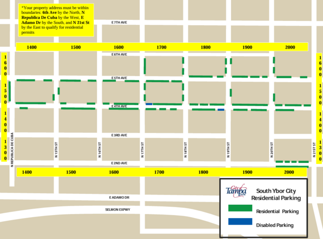 Map of the South Ybor PPO Zone as described by the detailed text to the left of the image.