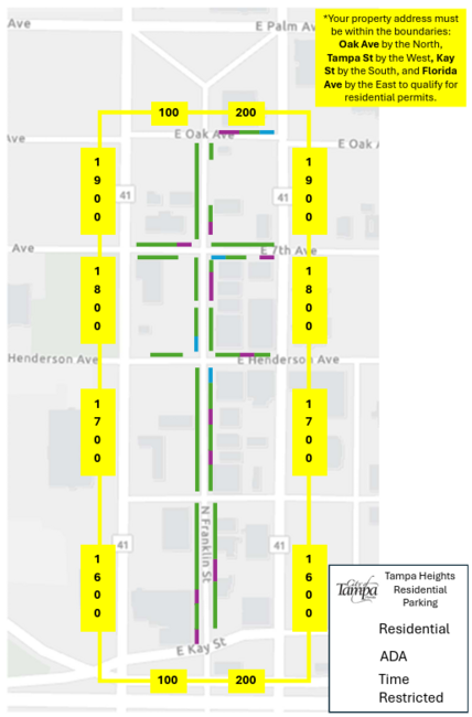 Map of the Tampa Heights PPO Zone as described by the detailed text to the right of the image.