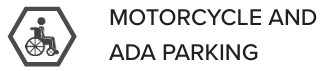 Motorcycle and ADA parking sign with wheelchair symbol.