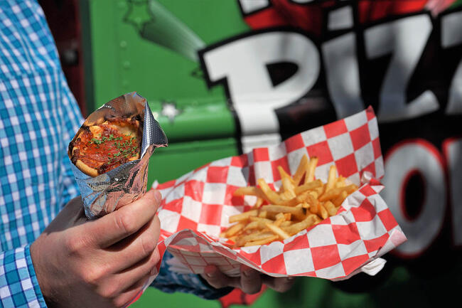 Pizza Cone and french fry basket from food truck