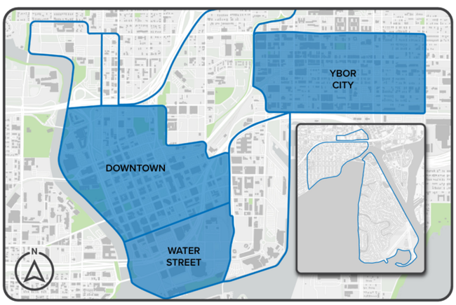 The Action Items detailed in this section should be implemented in Downtown, Water Street, and Ybor City.