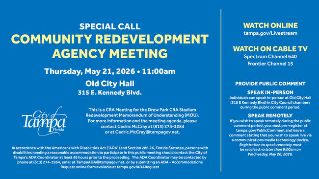 Special Call Community Redevelopment Agency Meeting, May 21, 2020, at Old City Hall.