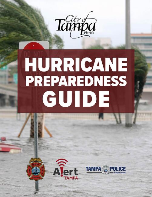 Hurricane Preparedness Guide cover, City of Tampa 2026, with flood and emergency logos.
