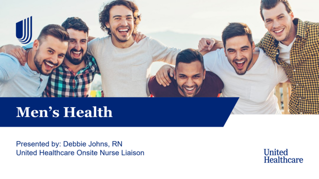 Men smiling outdoors, labeled "Men's Health," presented by United Healthcare.