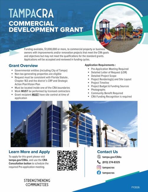 Flyer for Tampa CRA Commercial Development