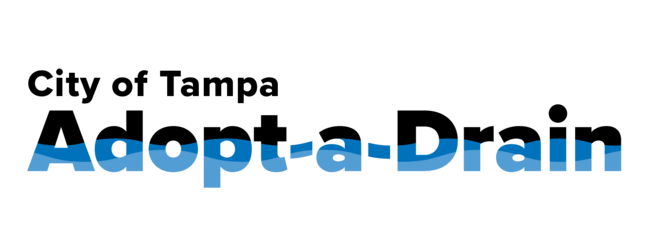 Adopt-a-Drain logo with blue water waves under the text.
