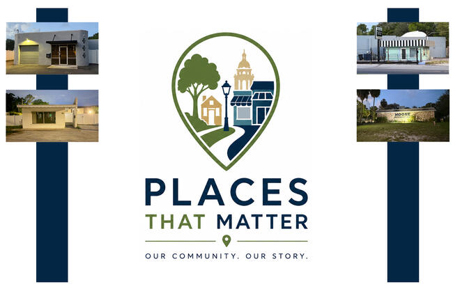 Logo with the text "Places That Matter" and photos of community buildings on each side.