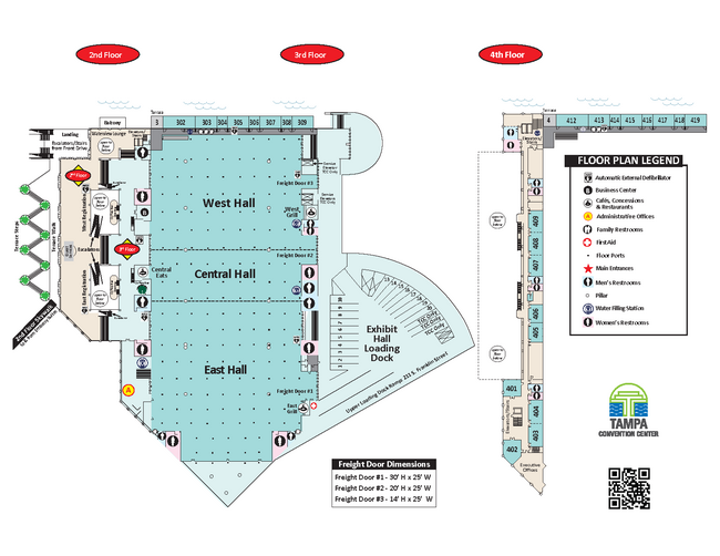 Color-coded floor plans of the 2nd and 4th floors of TCC, dated 9-1-2026.