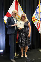 Janna Stephens receiving certificate with Tampa Mayor Jane Castor