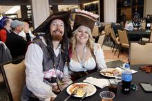Pirates posing at brunch
