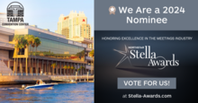 The Tampa Convention Center is nominated for Best Convention Center in the 2024 Stella Awards, after taking gold in the category in 2023.