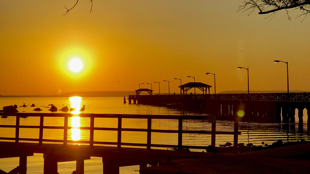 Sunset on waterfront
